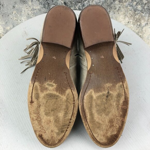 Sam Edelman Women's Size 9.5M Paige Taupe Brown Leather Fringe Ankle Booties - Picture 10 of 15